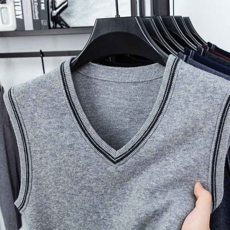 

Мужской повседневный свитер-жилет 2025 года, теплая удобная осенне-зимняя модная верхняя одежда - модный трикотаж для мужчин