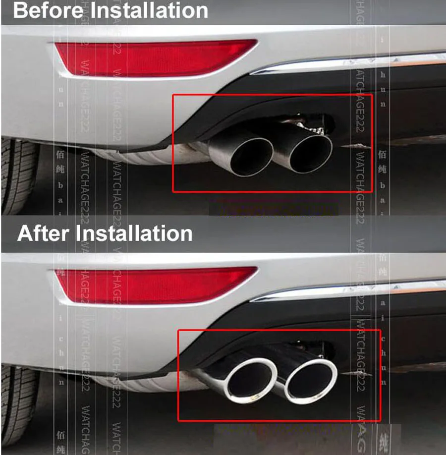 2PC FOR VW PASSAT B6 3C EOS CC EXHAUST MUFFLER TIP PIPE TAILPIPE CHROME FINISHER END TRIM STAINLESS 2005 2006 2007 2008 2009 10