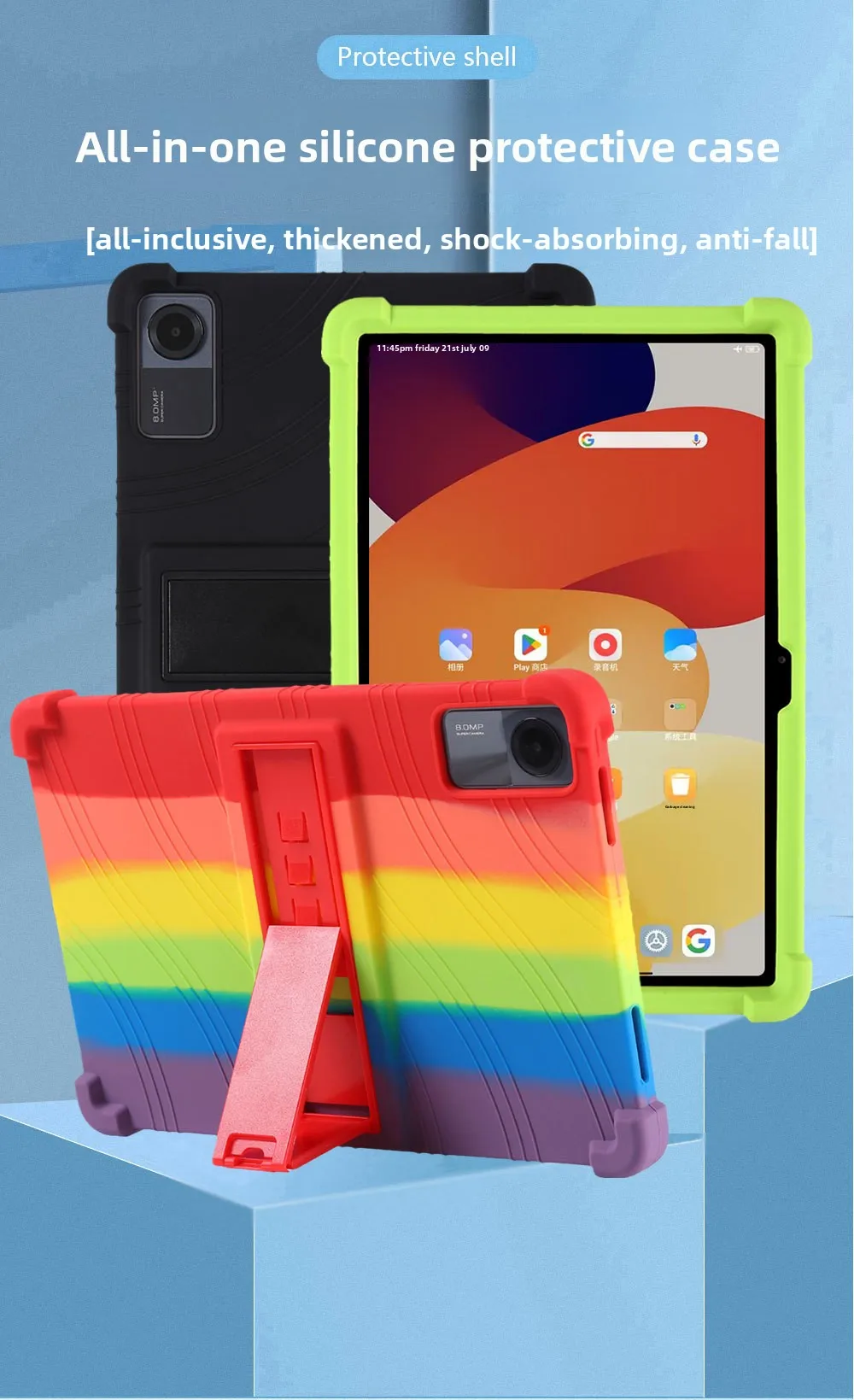 Stoßfeste TPU-Hülle für Redmi Pad SE 11, Vollständiger Schutz mit Ständer und Airbag, Mehrere Farben – Detail 1