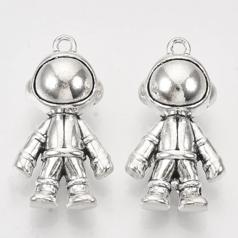 Tibetan Style Alloy Pendants Cadmium Free & Lead Free Spaceman Antique Silver 32.5x18x12mm Hole: 2mm