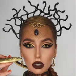 Golden Snake Headband Halloween Medusa Headpiece Women Birthday Party Wearing Girlfriend Gifts Sweat Black Headdress