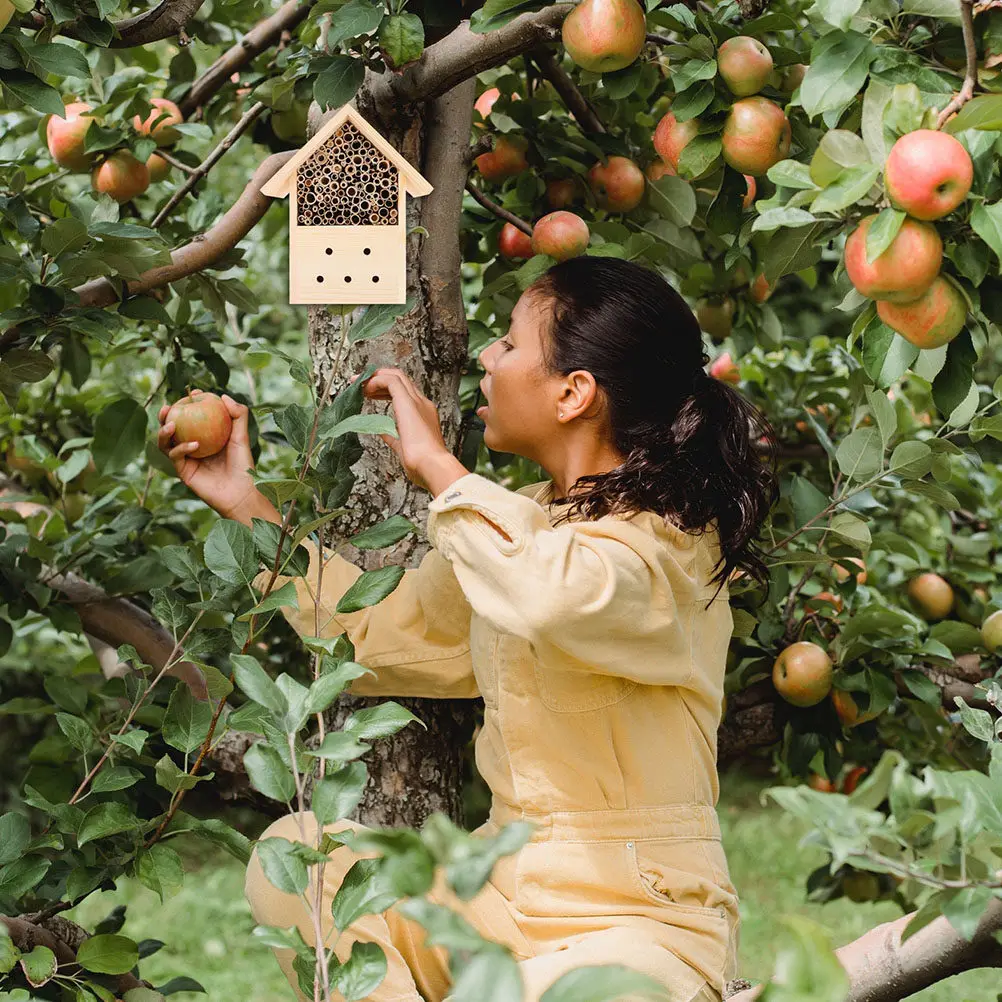 

2 шт. Деревянные декоративные ульи-домики для улицы, подвесные украшения в виде пчел для интерьера