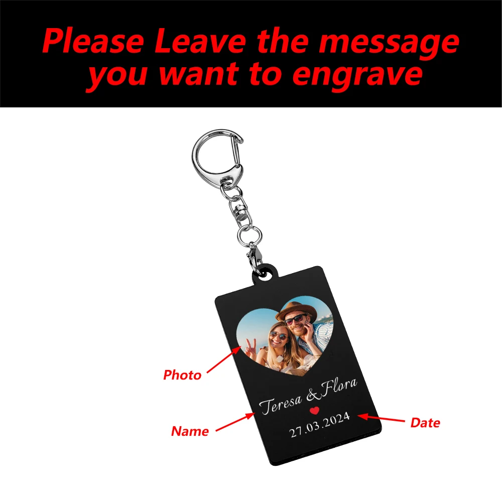 Customized Picture Keychain for Boyfriend Girlfriend Personalized Couple Photo Keychains Birthday Honeymoon Gift Keyring Charm