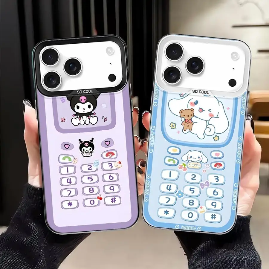 Sanrio Cinnamon Kuromi Back Phone Cover Case for iPhone 13 14 XS 16 17 Pro Max 12 11 15 Plus XR 16e 17Air 