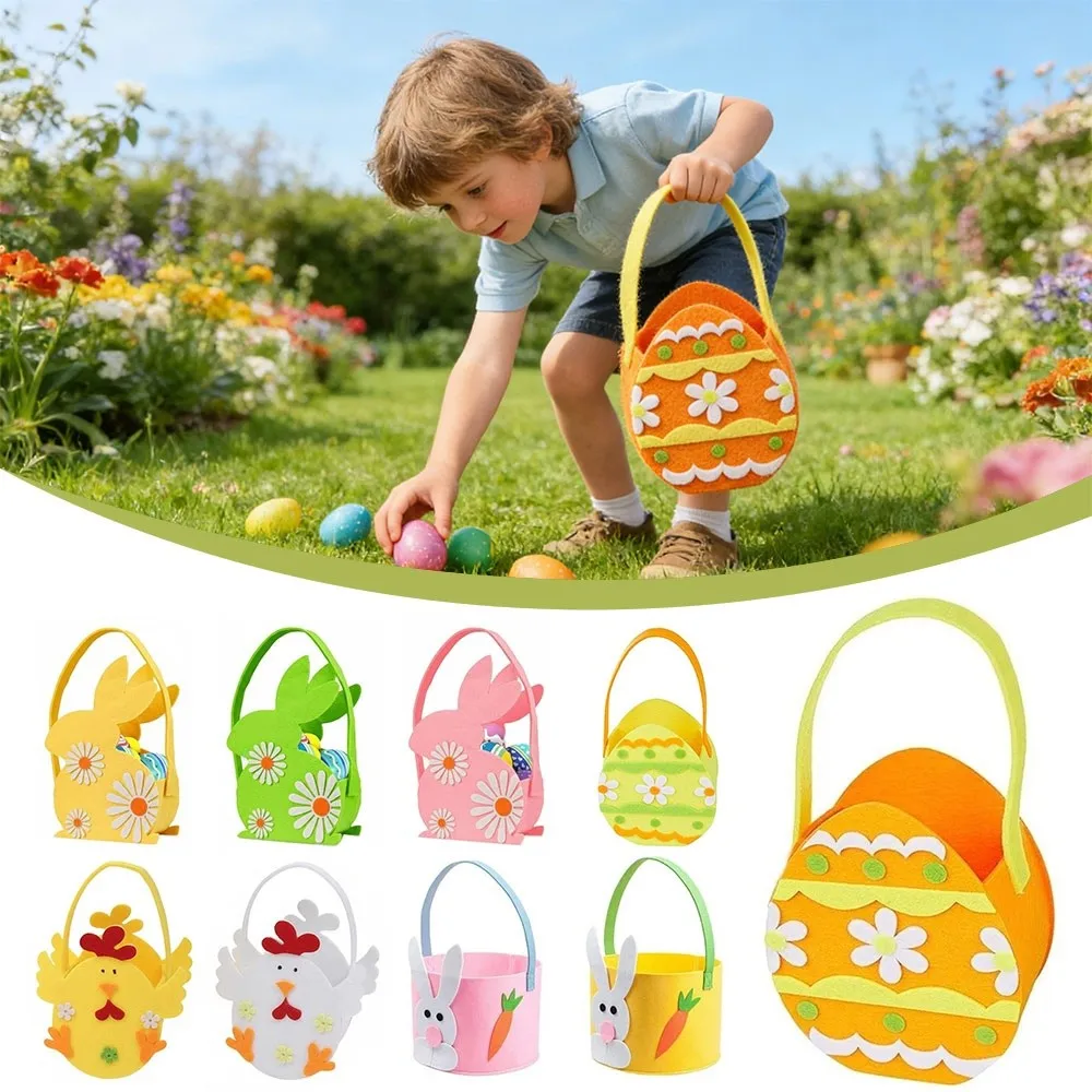 New Felt Easter Candy Gift Bag Storage Function With Handle Easter Bunny Basket Cute Candy Bag Party Decor