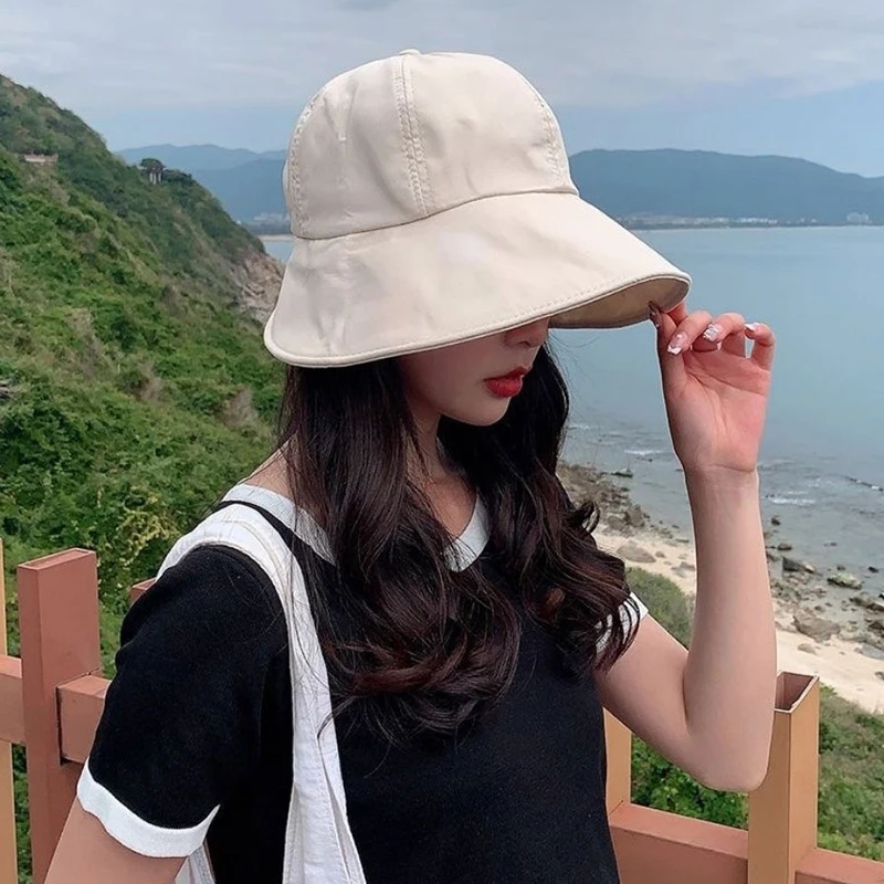 

Foldable Summer Sun Hats for Women Baseball Wide Large Brim Sun Protection Beach Bucket Hat Female Outdoor Casual Caps