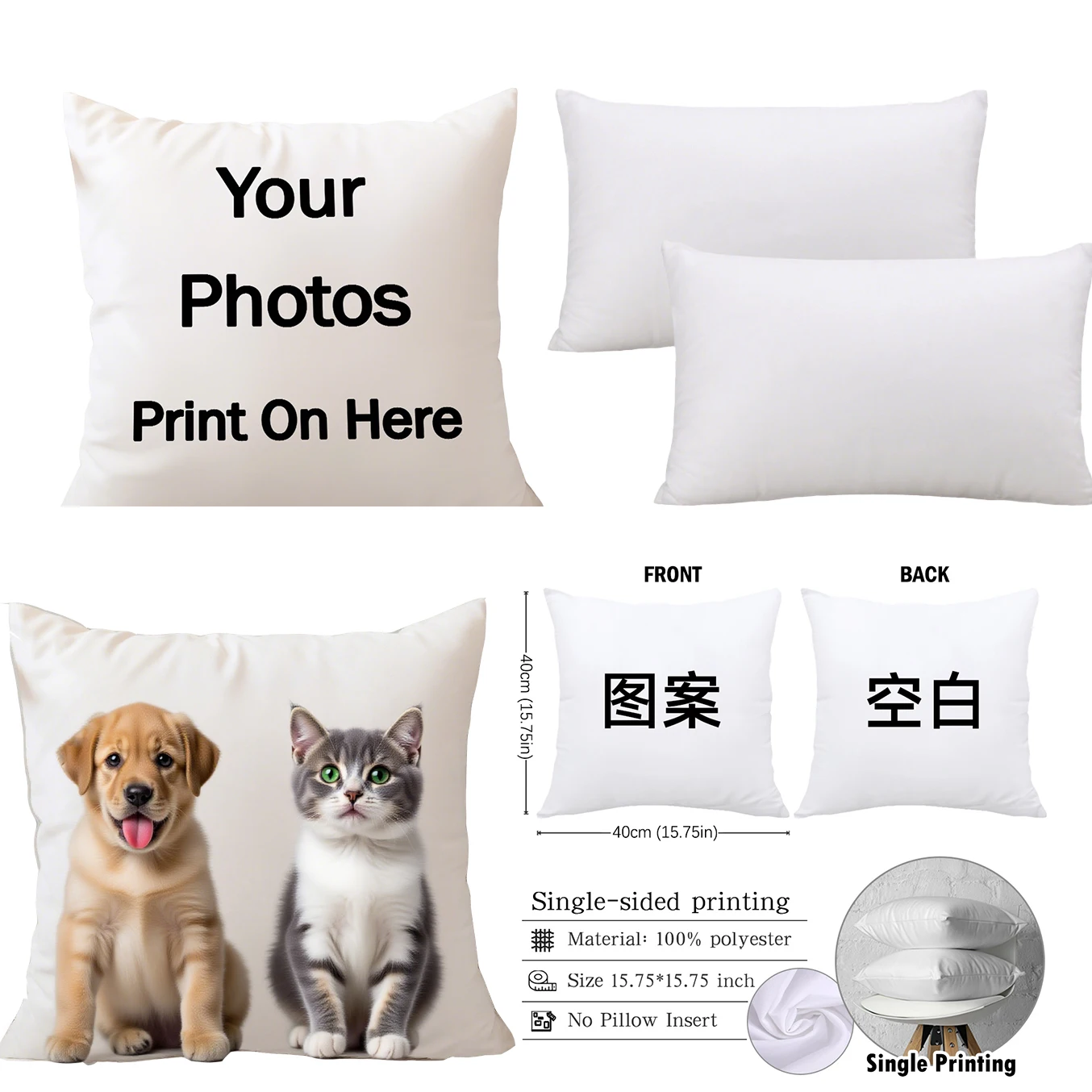 40/45/50cm Personalized Custom Cushion Cover DIY Customized Patterns Throw Pillowcase Home Decorative Wedding Pets Baby