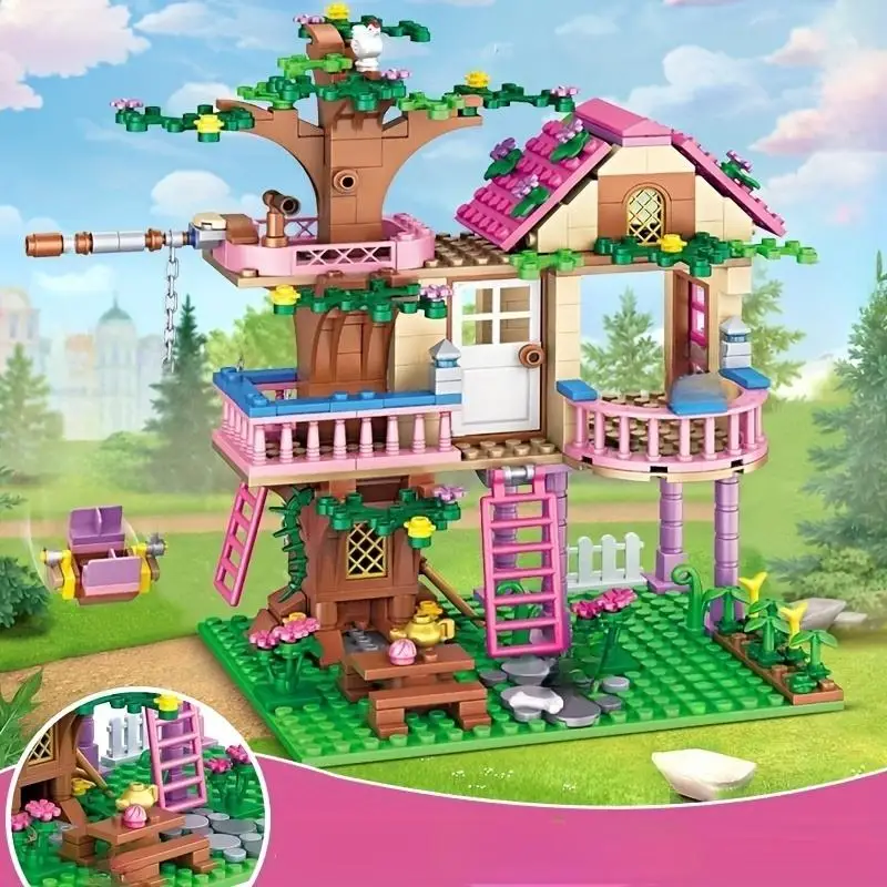 1 cambio 2 blocchi di costruzione della casa della città degli amici, villa al mare per le vacanze estive con scivolo, giocattoli MOC fai da te per regalo di compleanno per ragazze per bambini