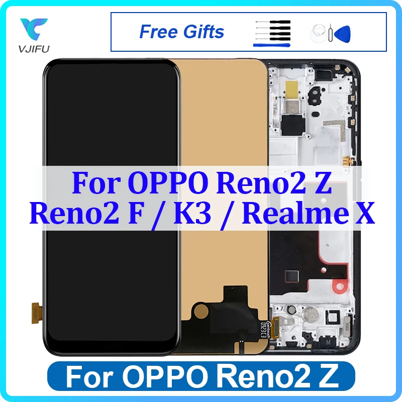 6.53\'\' LCD For OPPO Reno2 F Reno 2 Z K3 Display Touch Screen For Realme X Digitizer Assembly Replacement Repair With Frame Test