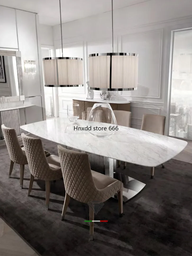 Italian grey marble modern minimalist long dining table