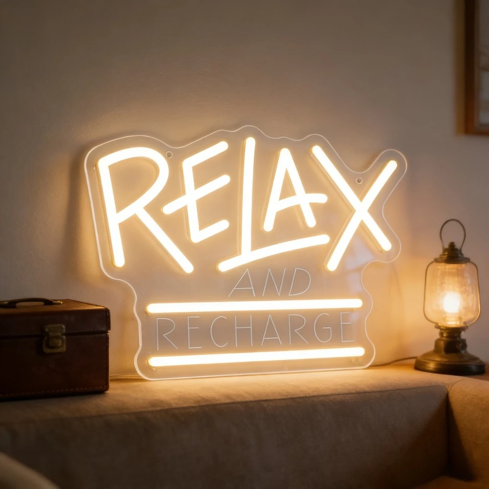 

Неоновая вывеска «Отдых и зарядка» с USB-подсветкой, диммируемая светодиодная неоновая лампа, настенный декор для игровой комнаты, спальни, гостиной, бара, вечеринки, подарок