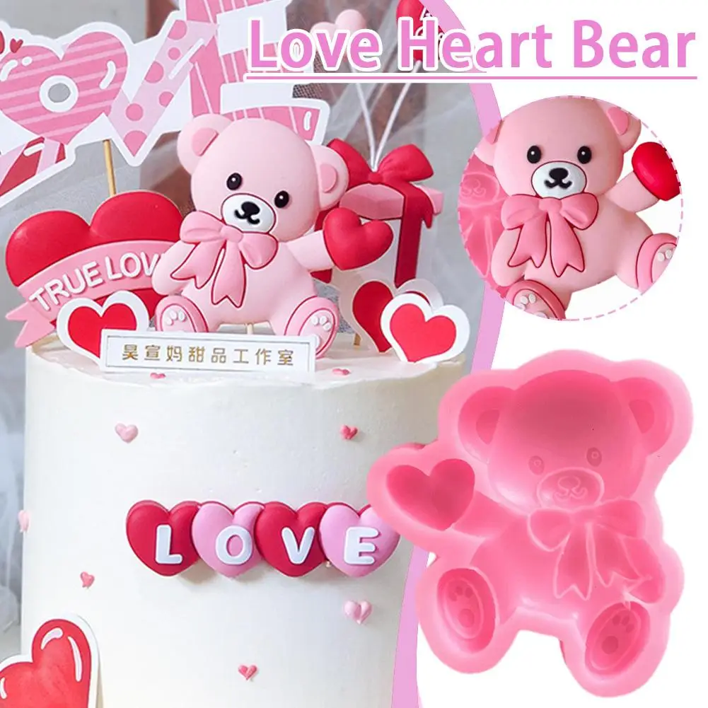 Bear LOVE Heart Silicone Sugarcraft Mold Resin Tools Chocolate Mold Decorat DIY Heart Fondant Bear Love Tools G9B3