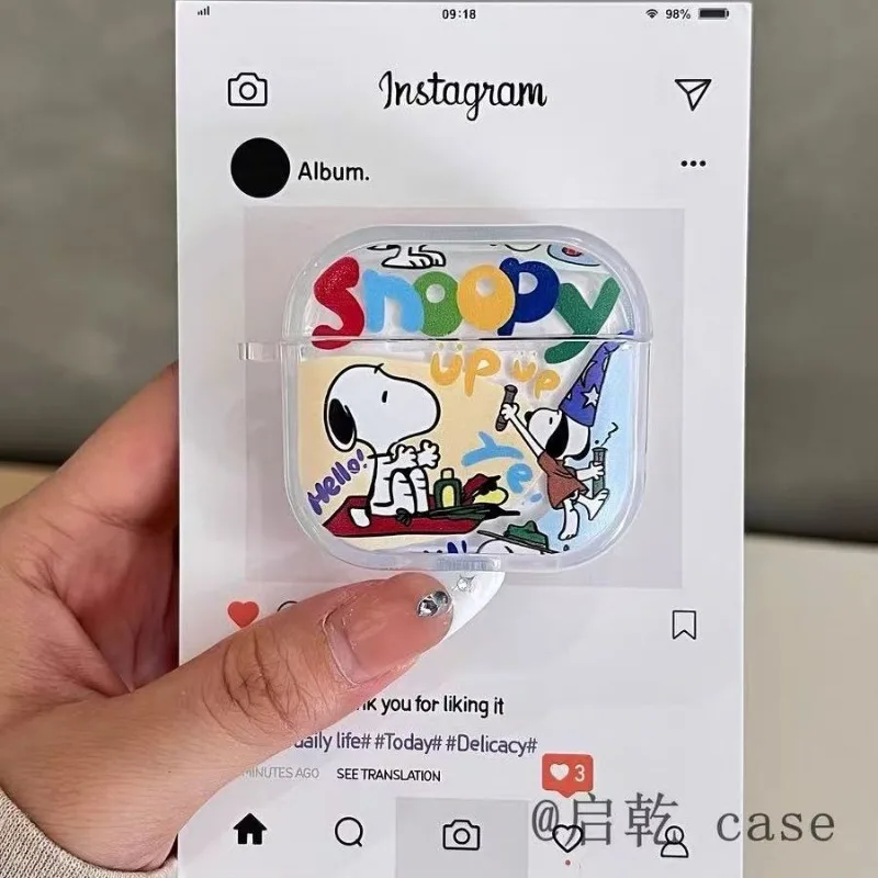 سنوبي ل Airpods 4 3 2 1 Pro Pro 2 حافظة لطيف الكرتون شل سماعة غطاء ل Airpods Pro2 صندوق واقي مع سلسلة المفاتيح