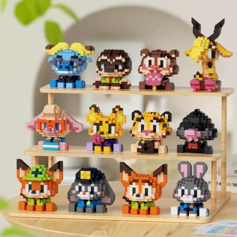 Building Blocks Nick Wilde Judith Laverne Hopps Assembly Model Kit Desktop Ornament Doll Boys' Puzzle Toys Collectible Zootopia