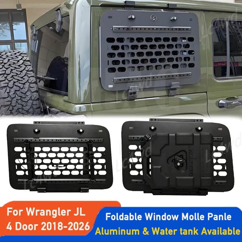 LC4WD 4X4 Exterior Accessorise Foldable Rear Window MOLLE Panel Modular Storage Rack Flank For Jeep Wrangler JL 4 Door 2018-2026