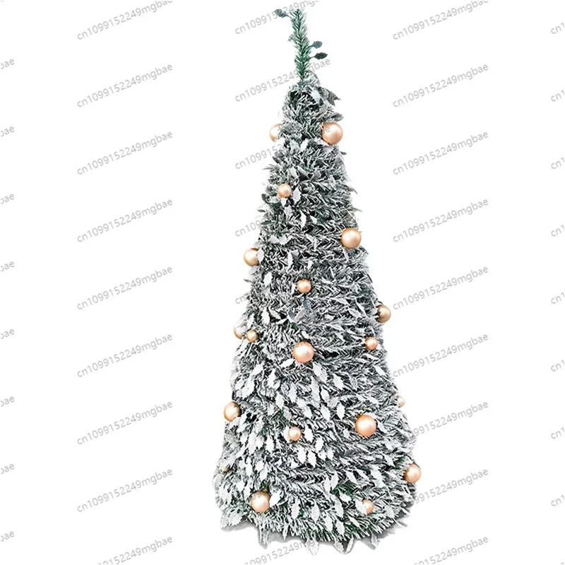 Retractable Flocking Snow Pagoda Christmas Tree Round Shaped Folding Christmas Day