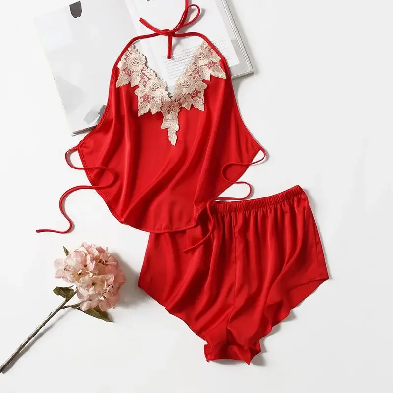 

Sexy Pajama Sets Women Backless Smooth Chic Vintage Sleepwear Chinese Style Hot New Summer Popular Leisure Comfortable Aesthetic