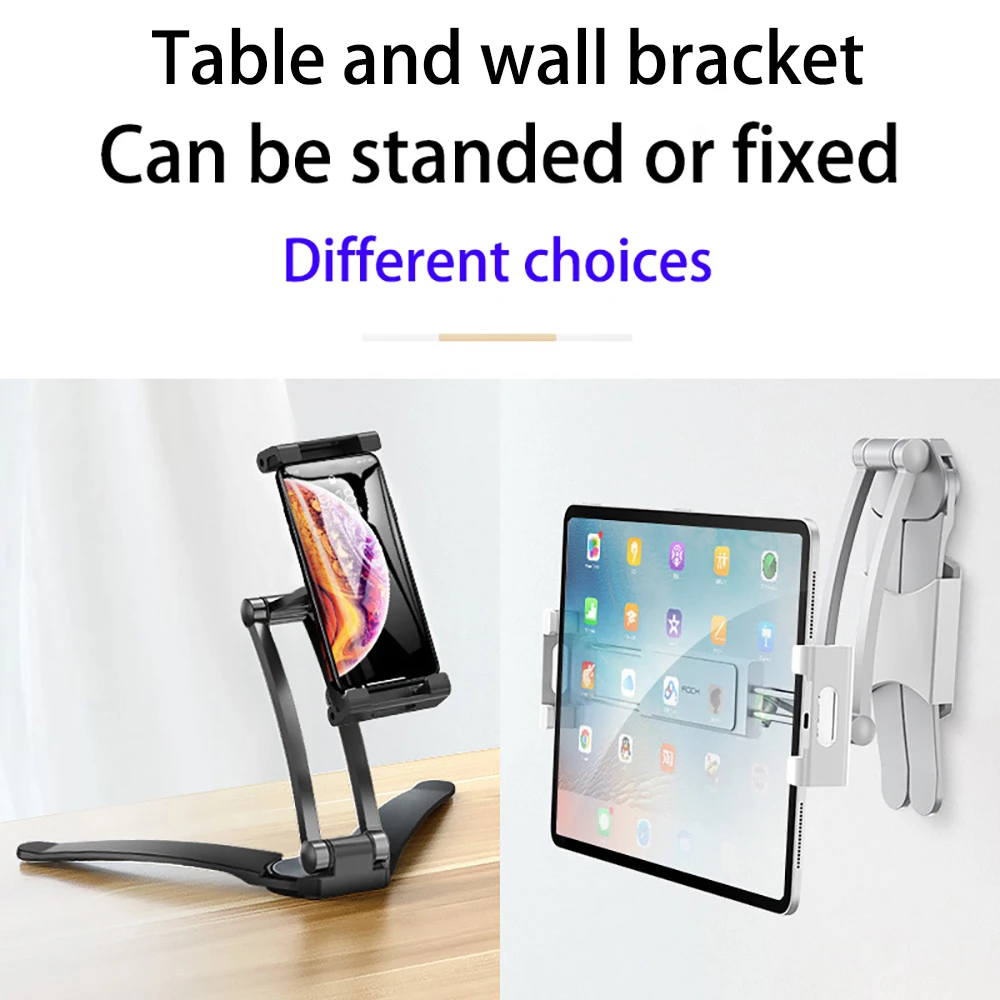 

Phone Tablet Stand holder table desk Aluminum Wall Mount Holder Support Foldable Bracket for 5-10 inches Smartphone Ipad Kindle