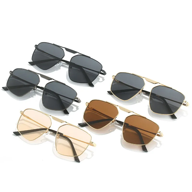 Polygon Shape Sunglasses for Women European American Style Metal Leg Men\'s Sun glasses UV Protection Outdoor Sunglasses