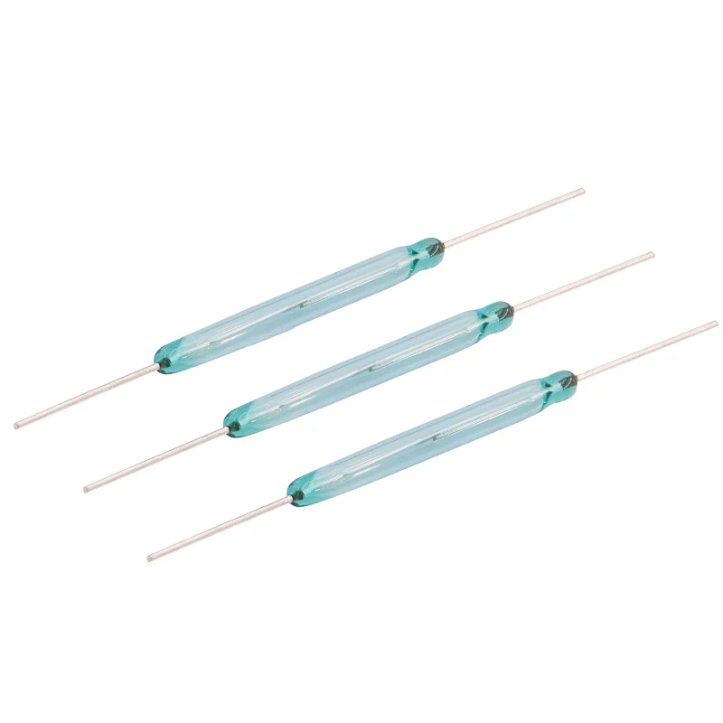 10Pcs 4*28mm Magnetic Reed Switch Sensor Normally Open DIY Green Glass 4x28MM NO Original Contact Induction