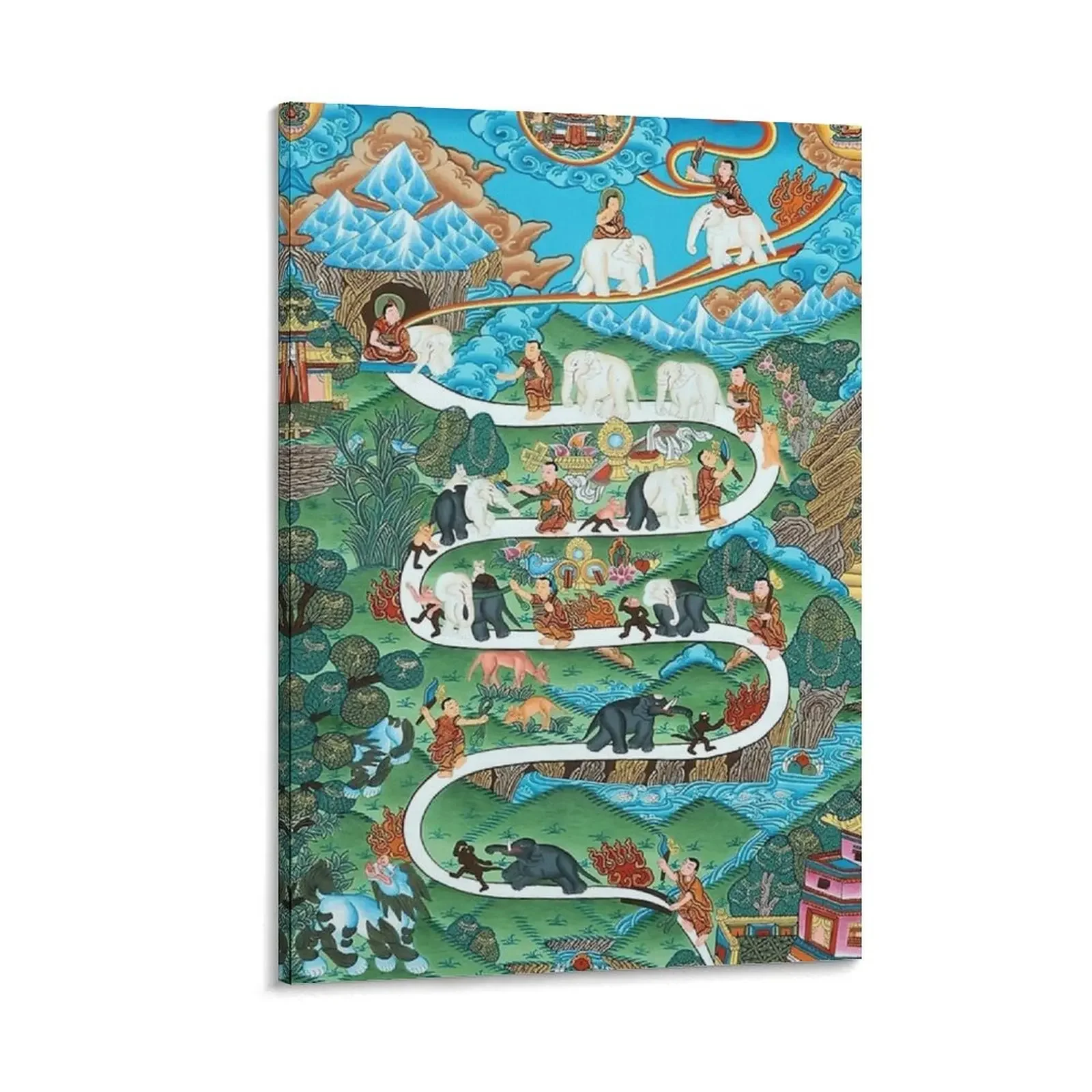

Buddhism Print - The Nine Mental Abidings Samatha Poster poster Canvas Painting Wall posters room decor
