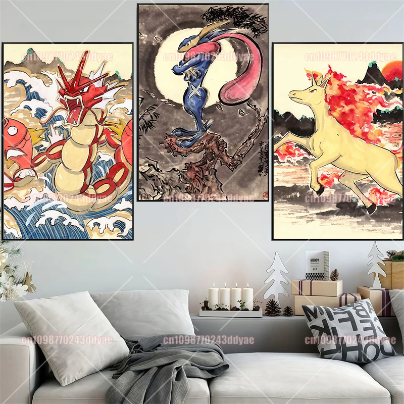 Pokémon Poster Canvas Print Trend Comic Home Wall Art Modern Living Room Gift for Friends Decorative Painting Aesthetics view 3
