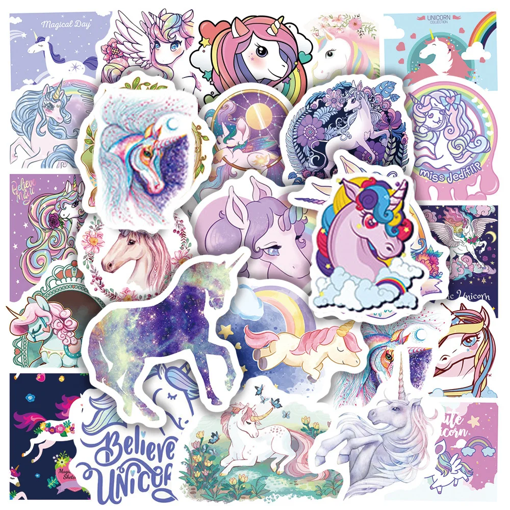 10/30/50pcs Cute Cartoon Rainbow Unicorn Stickers Kawaii Graffiti Girls Kids Sticker Toy Phone Case Water Bottle Suitcase Decals