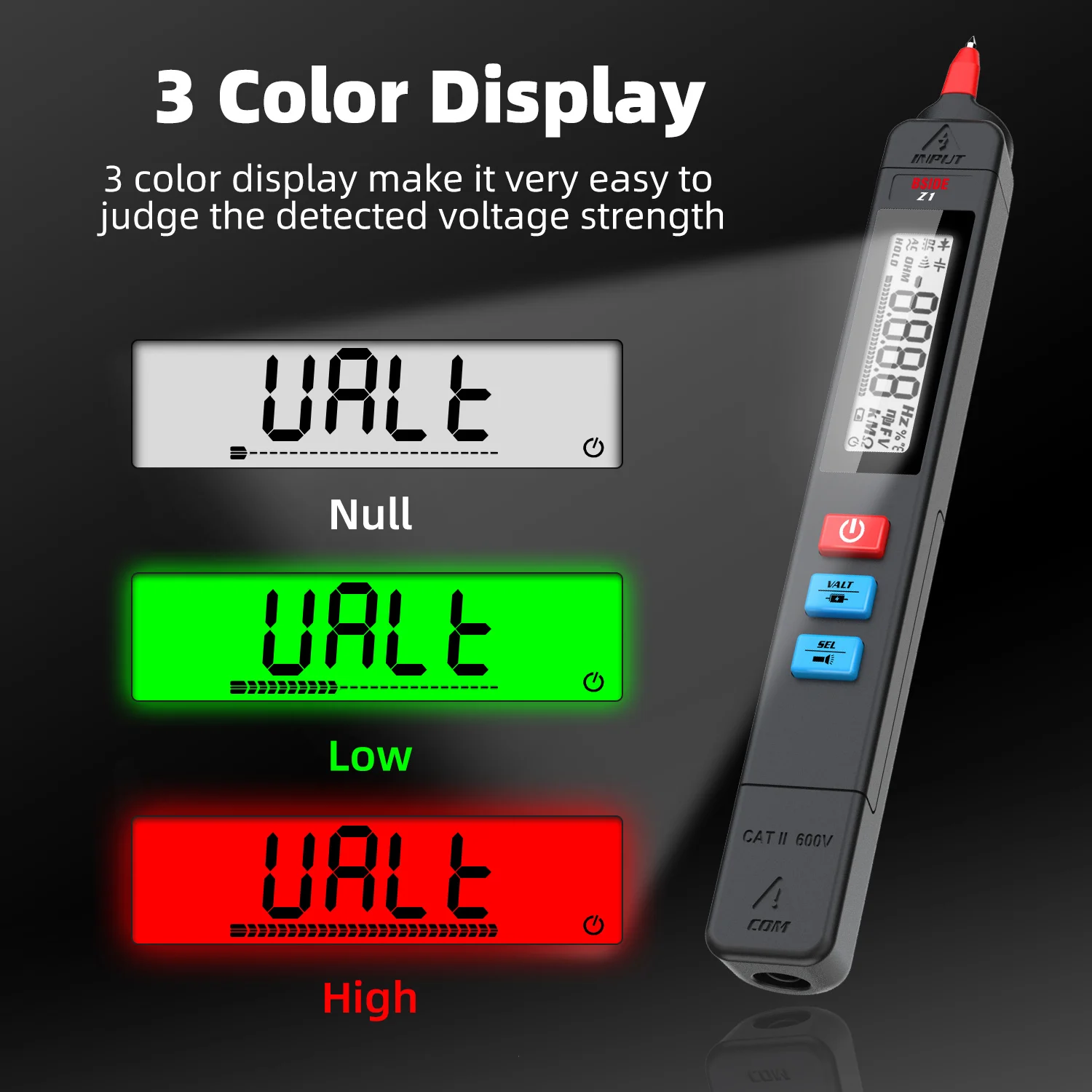 BSIDE Voltage Tester Non-Contact AC Voltage Detector Pen, Integrated Multimeter, Dual Range Electrical Sensor V-Alert Live Wire