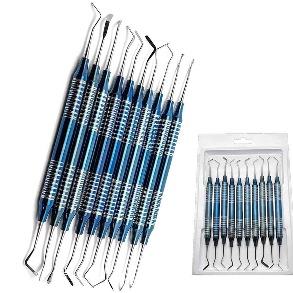 

10Pcs/set Dental Composite Resin Filling Spatula Double Head Titanium Plated Head Fill Aesthetic Restoration Knife Dentist Tool