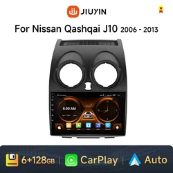 JIUYIN TS18 AI Voice Wireless CarPlay Android Auto Radio for Nissan Qashqai J10 2006 2007 2008-2013 4G Car Multimedia GPS 2din