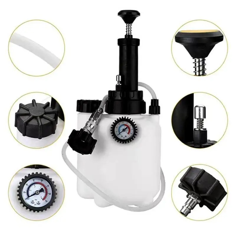 Brake Fluid Flush Kit 3L Manual Vacuum Fluid Pump Brake System Bleeding Tools Brake Flush Machine Pneumatic Brake Bleeder For