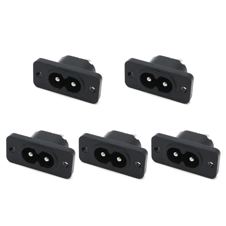 5PC C8 Male Power Socket Female Plug Power Outlet Embedded Electric Connector AC 2.5A 250V 8-Shaped Plug Socket 35mm*15mm