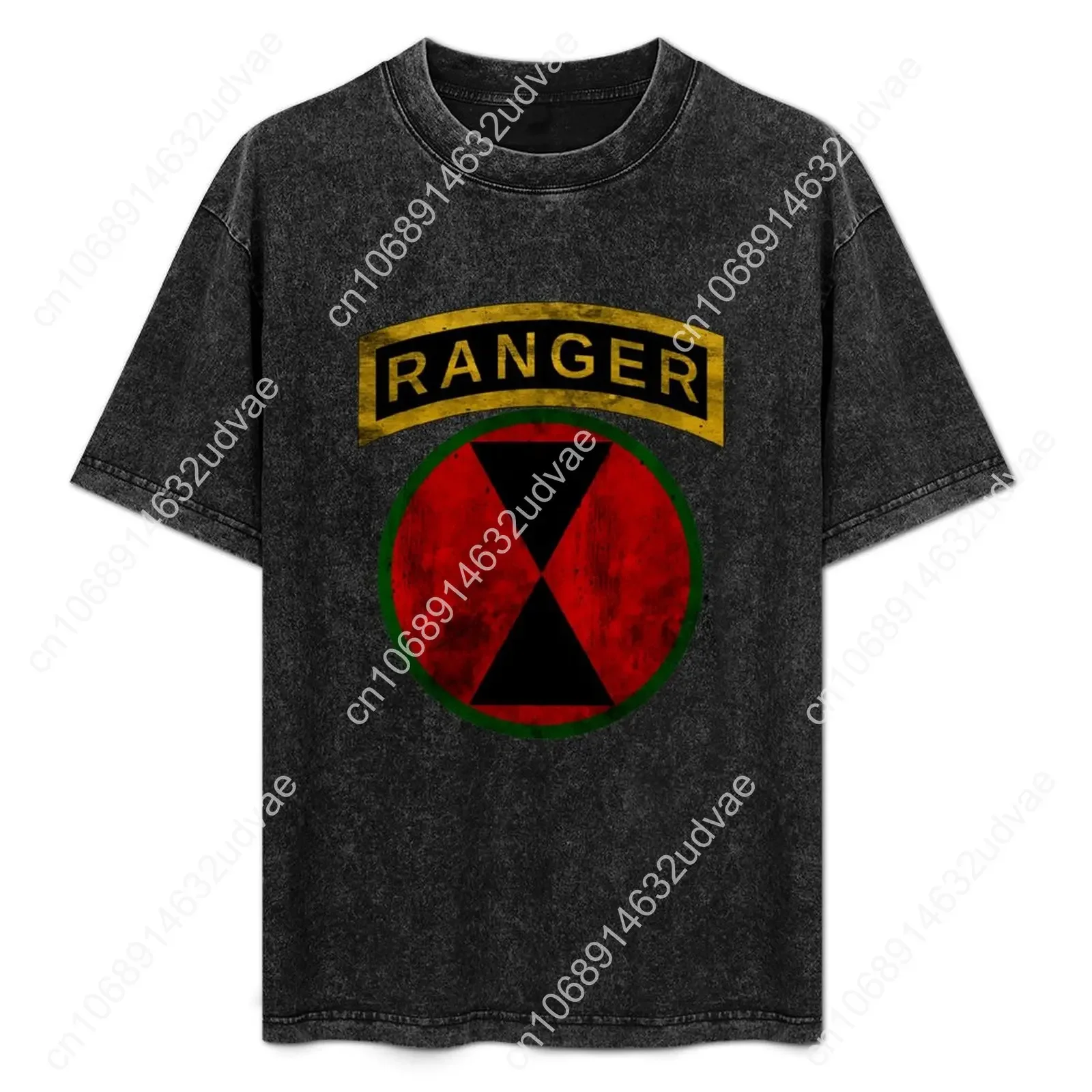 7th Infantry Division Patch with Ranger Tab Retro T shirts mans womans Tshirt Short sleeve T-shirt Custom tops clothes tshirt