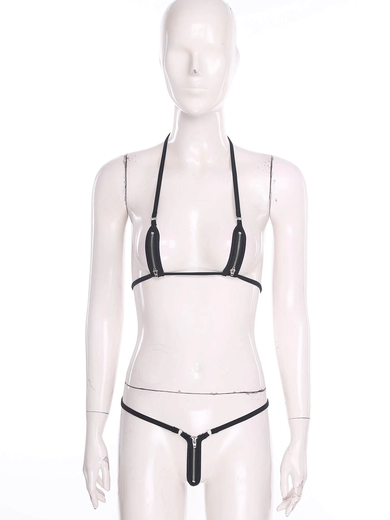 

Women Lingerie Tempting Bra Nightwear Sets Chest Hollow Out Halter Bra with Mini T-back Thong for Erotic Dirty Nightwear