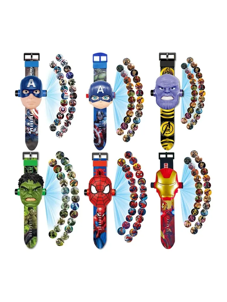 Disney Spiderman 24 montre de Projection Captain America Iron Man jouet Anime Hulk horloge numérique étudiant montres cadeaux pour enfants