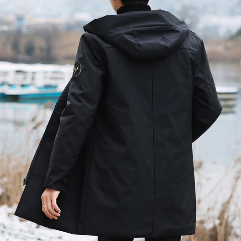 2023 New Plus Size Men's Winter Warm Jacket Fleece Parka Coat Black Hooded Windbreaker Outwear Fleec Jacket Long Parkas 8XL