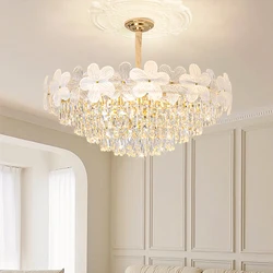 Small Flower Crystal Chandelier Ceiling  Ceiling Home Modernlight Fixture Suspension Bedroom Chandelier Led Light Hanging Lamps