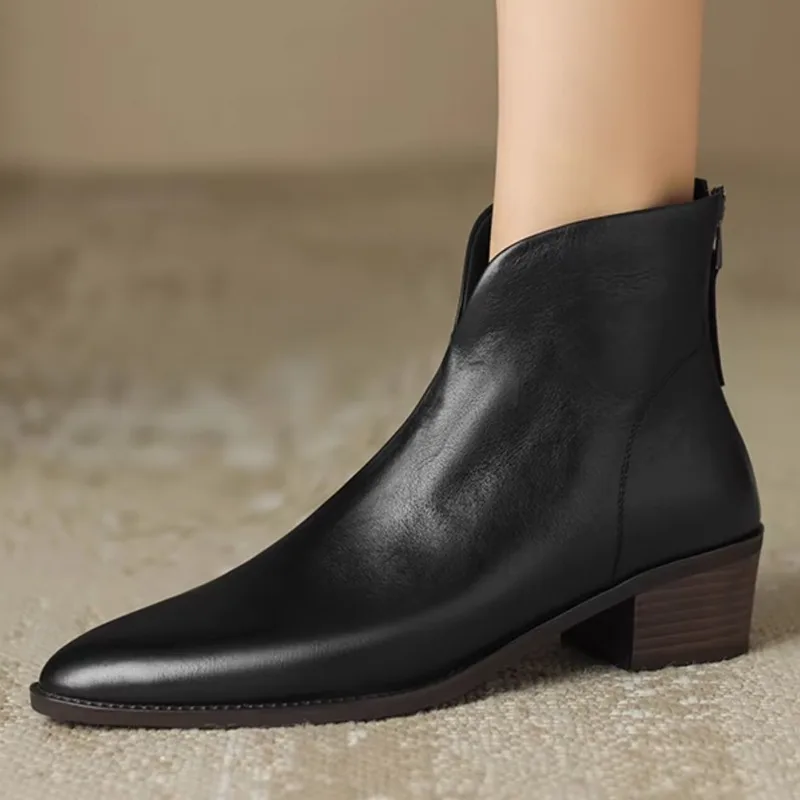 

Women's Winter New Style Back Zipper Design Classic Solid Color Chelsea Boots Outdoor Office Shopping Low-Cut Ankle Boots 35-40