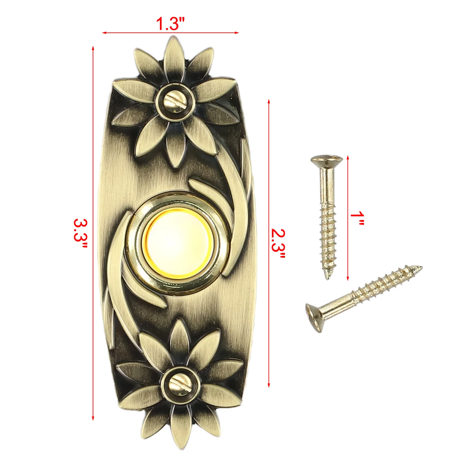 Modern Antique Bronze Doorbell Button Solid Metal Construction LED Light for Night Visibility Easy Installation