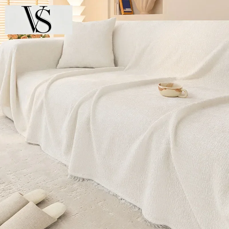 Simple Chenille Solid Sofa Towel Modern Slip Anti Sofa Blanket Cloth for Room Living Anti-Cat Scratching Armchair Protector