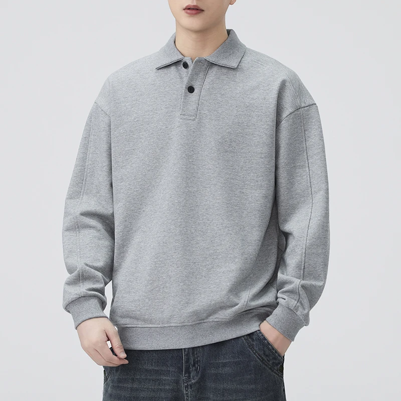 

Мужская толстовка American Sle Heavyweight с воротником, весна-осень, новая, простая, универсальная, свободная, повседневная, с длинным рукавом