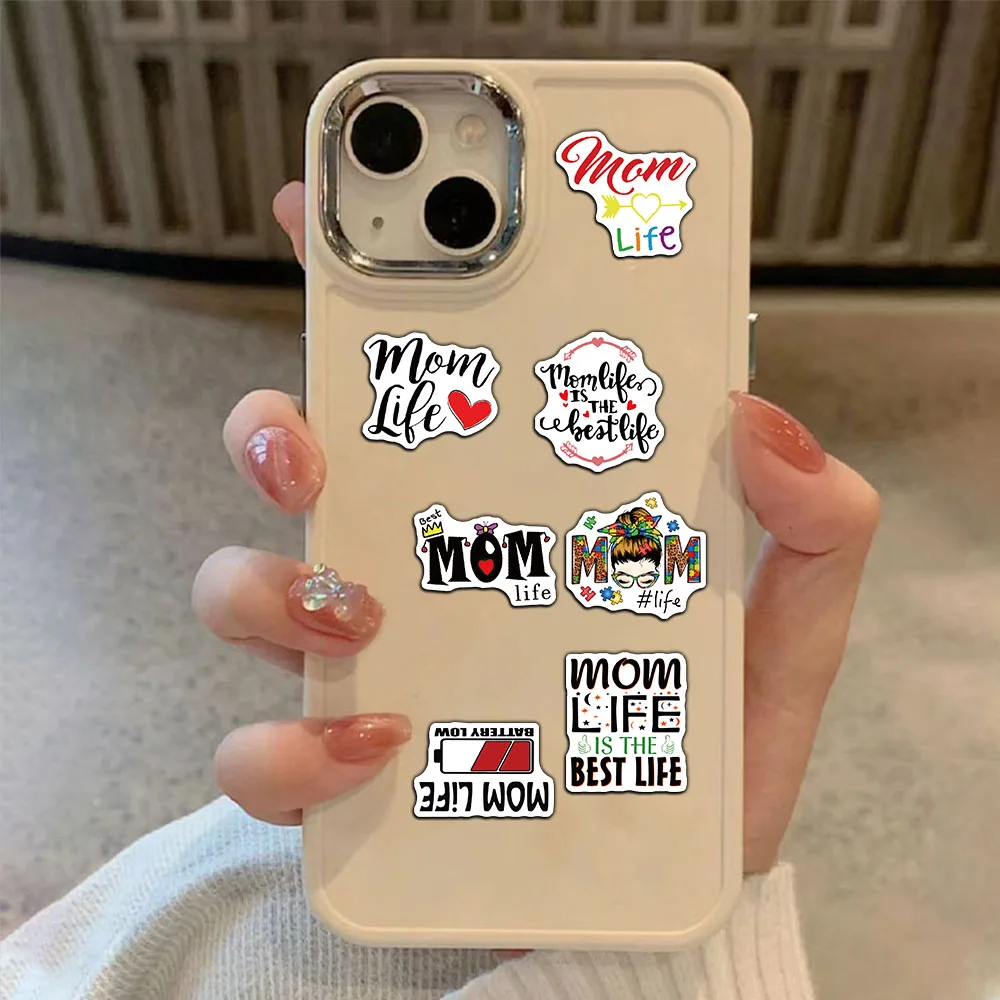 50Pcs Mom Life Stickers Laptop Ledger Phone Cases Decorated with Waterproof Stickers
