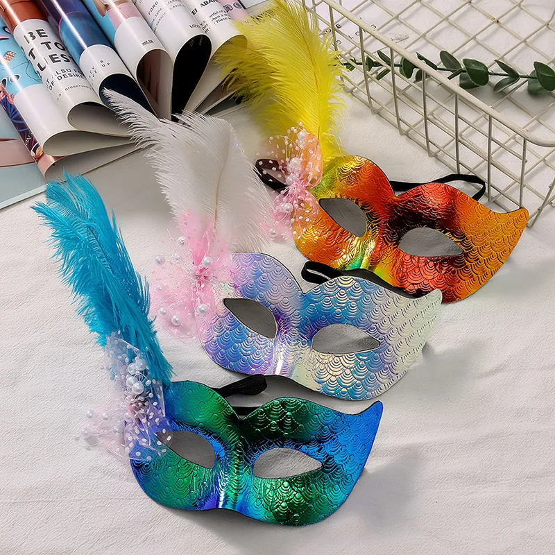 베네치아 마스크 바로크 깃털 장식 마스크 공주 마스크 파티용 미스터리 할로윈 카니발