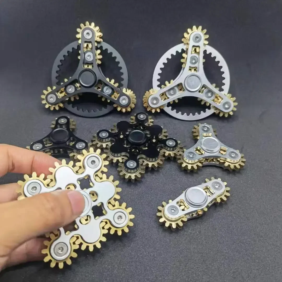 Neue Doppel Riesenrad Fidget Spinner Neun Zahn Verknüpfung Hand Spinner EDC Getriebe Verknüpfung Finger Gyroskop Spielzeug für Kinder Erwachsene