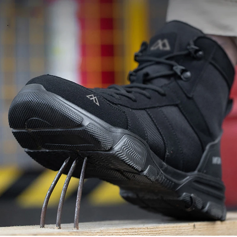 Steel Toe Work Boots Indestructible Safety Shoes Men Women Non Slip Work Shoes Male Tactical Boots Lightweight Protective Shoes