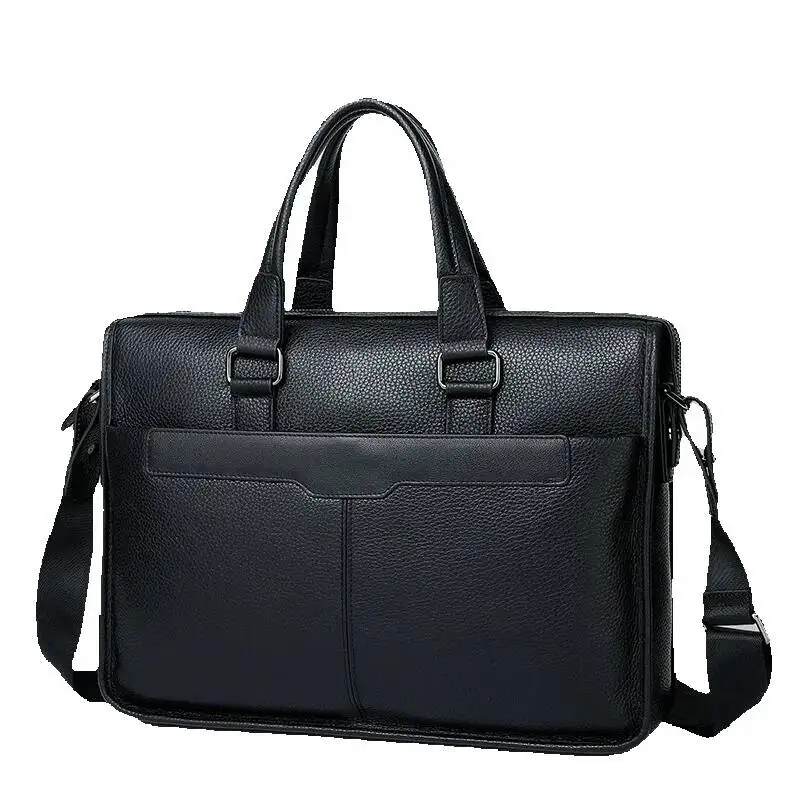2025 New Handbag Top Layer Cowhide 15inch Laptop Messenger Luxury Man Bag Leather Business Large Capacity Men's Briefcase