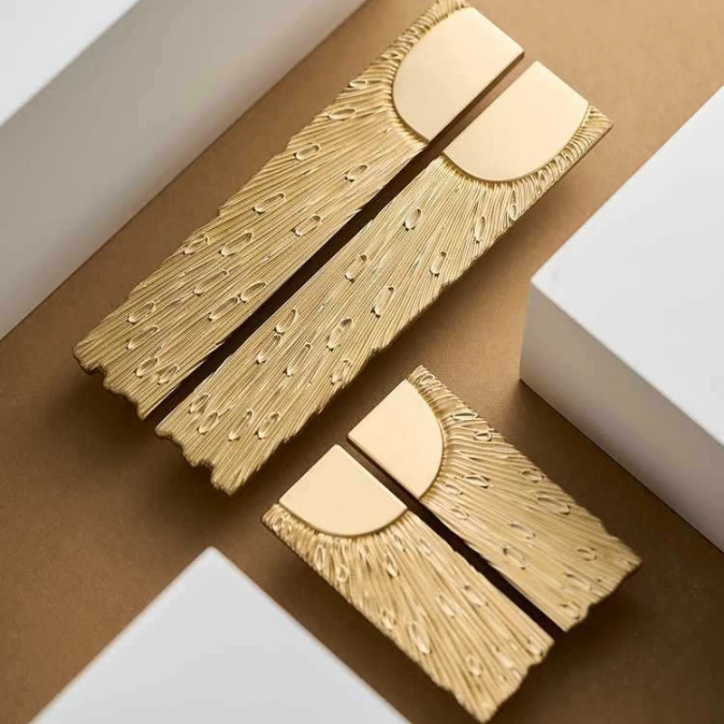 Creative French brass cabinet pulls retro wardrobe & cupboard door handlesGold drawer pulls solid copper long furniture handles