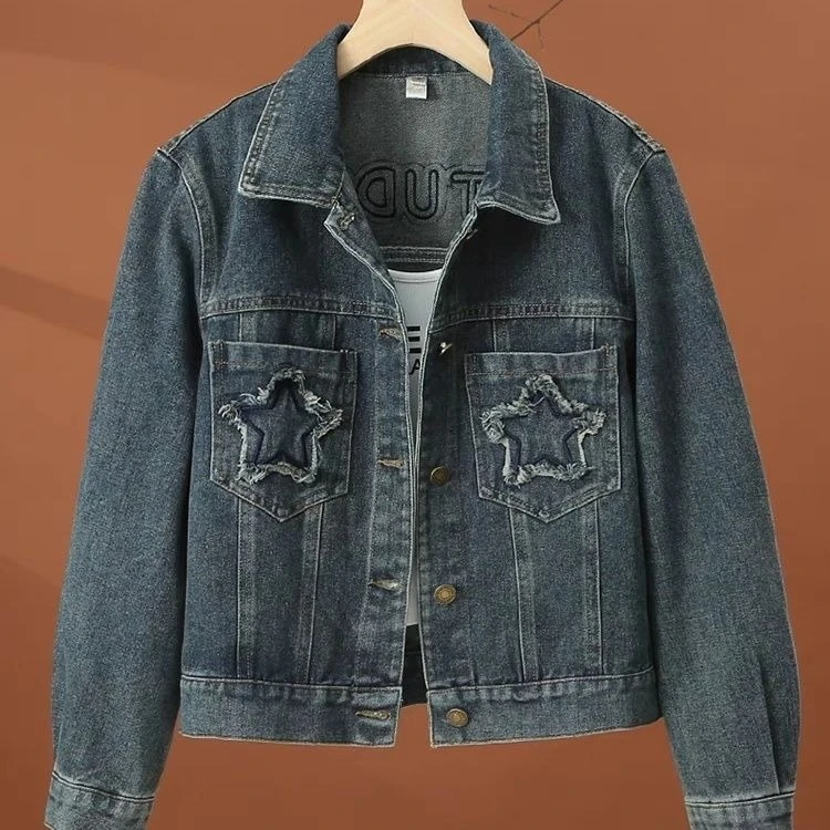 2026 Women's Cropped Denim Jacket Slim Fit Spring Autumn Casual Short Jean Coat for Petite Ladies Fashion Trendy Outerwear