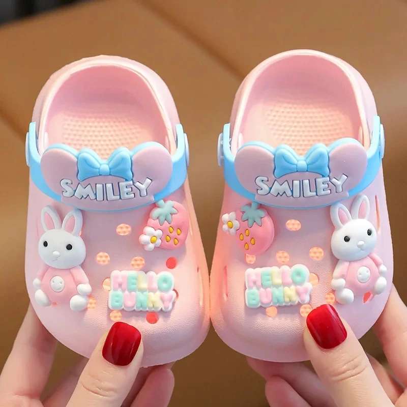 Summer Kids Sandals Hole Children\'s Shoes Slippers Soft Anti-Skid Cartoon DIY Design Hole Baby Shoes Sandy Beach For Boys Girls