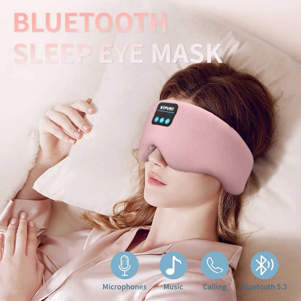 Headset Sleep Mask with Bluetooth, Soft Silk Eye Mask Headphones for Better Sleep Easy Clean Adjustable Sleeping Mask Travel